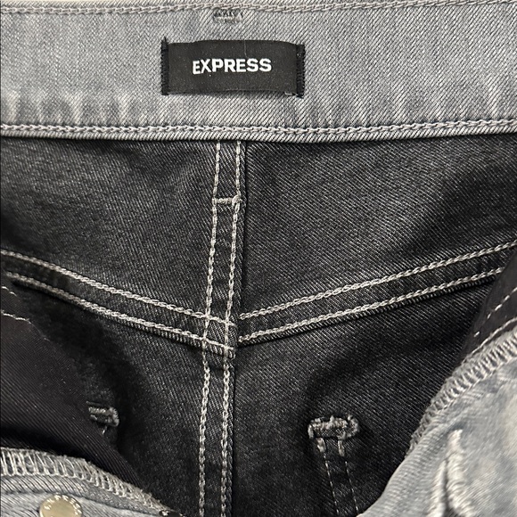 Express Skinny Mid-Rise Button Fly 4-Way Hyper Stretch Grey Jeans, Size 6R - Picture 6 of 13